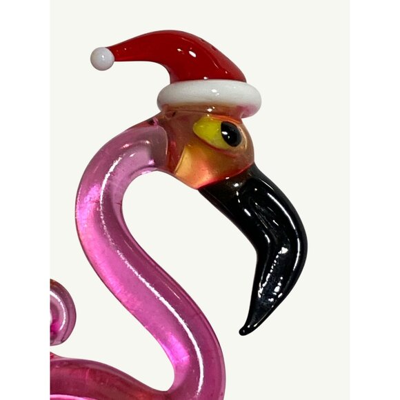 Pink Flamingo  Christmas Ornament With Santa Hat - Picture 4 of 10